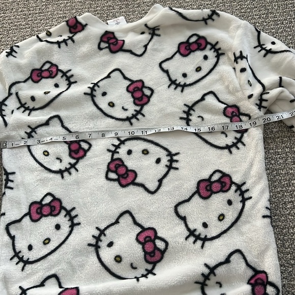 Sanrio Hello Kitty White Pink Bow Soft Fleece L Sweatshirt Top Sweater - Picture 7 of 11